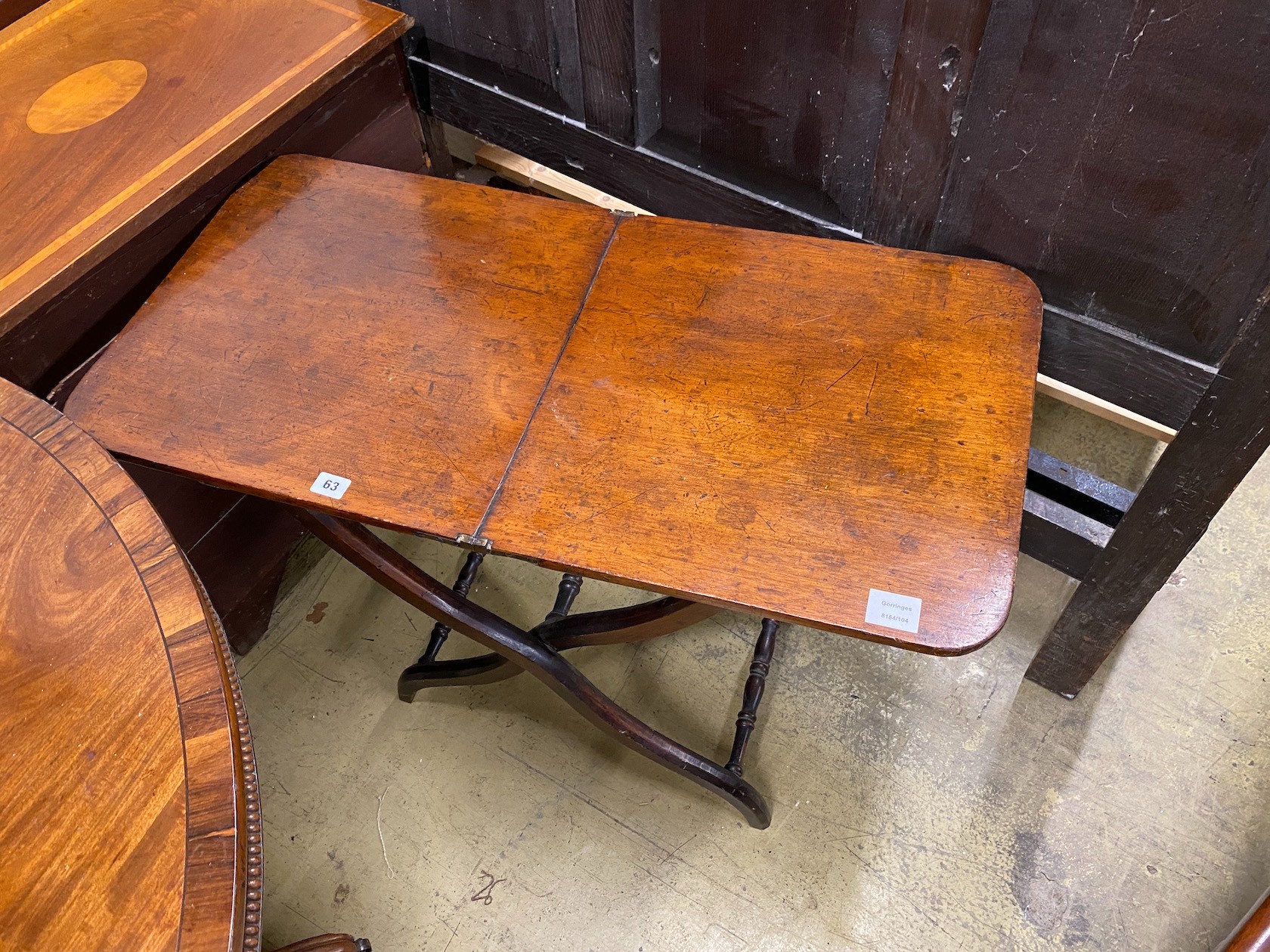 A Victorian rectangular mahogany coaching table, length 90cm, width 45cm, height 69cm